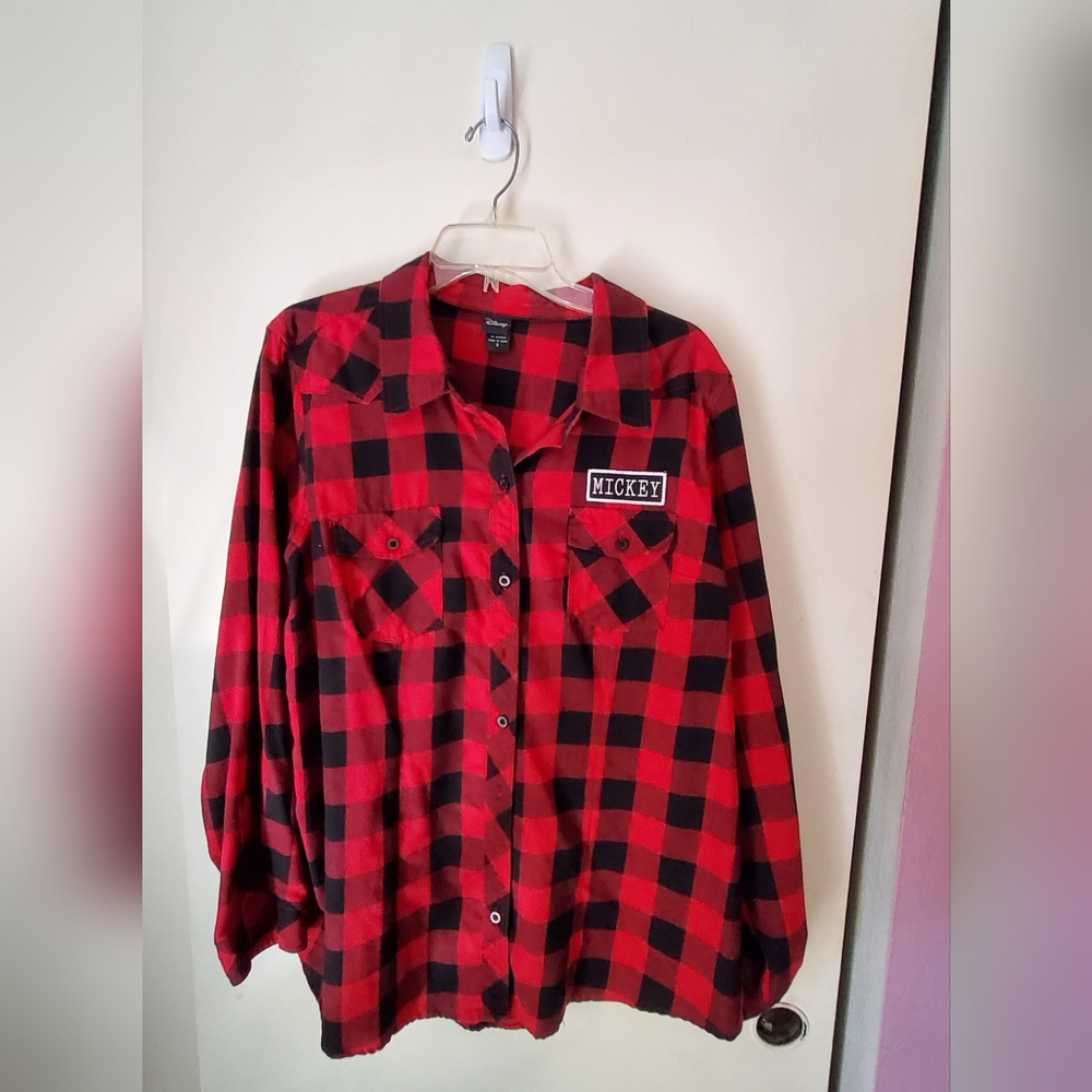 Torrid Red Plaid Mickey Mouse Flannel